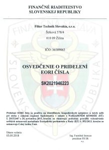 EORI číslo - 2018