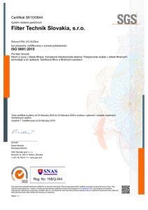 Náhľad certifikátu ISO 9001:2015