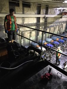 Service inspection of filtration equipment at an industrial plant